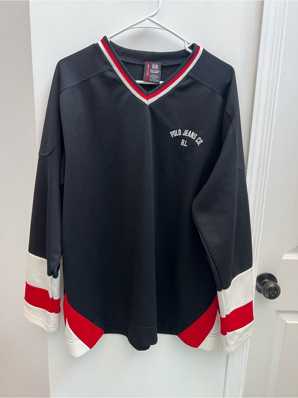 Ralph Lauren Polo Jeans Black Men’s Long Sleeve Jersey Size Large